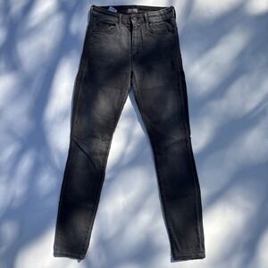 MOTHER High Waisted Looker Jeans Deep Voodoo Faded Black Skinny Size 26 USA
